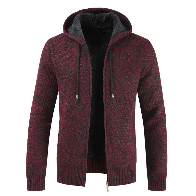 Warm Thick Fashion Casual Long Hooded Cardigan Men Custom Slim Fit Knitwear Cardigan Rajut