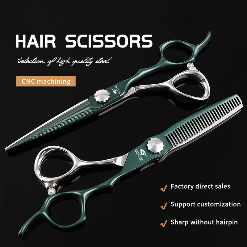 6 inch white green Colorblock hair cutting scissors Professional stainless steel shears for haircutting Barber scissors