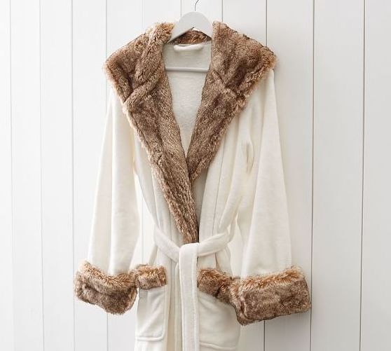 wholesale luxury bath robe with fur custom robes for women