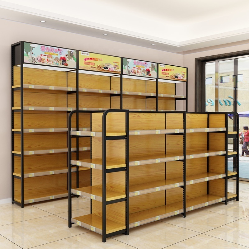 excellent quality good material  shelving rack shelves for retail store shop display rack supermarket wood grain display rack