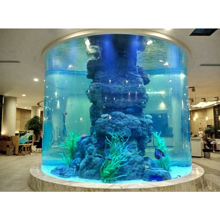 Factory custom production of large cylindrical acrylic fish tank waterscape restaurant waterscape hotel acrylic cylinder