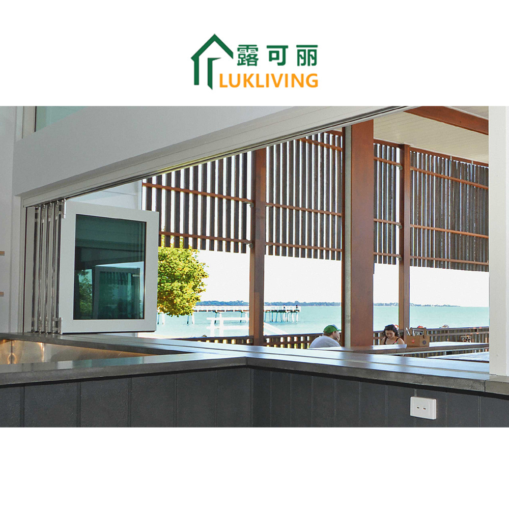 Minetal Horizontal Fold Up Windows Aluminium Frame Tempered Glass Sound Insulation Bifolding Windows For Balcony