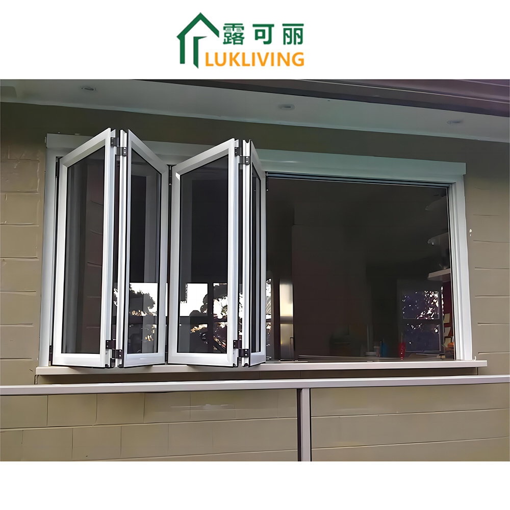 Lukliving Australian Standard Certificate Double Layer Glass Bifold Window Aluminum Sound Insulation Thermal Insulation Window