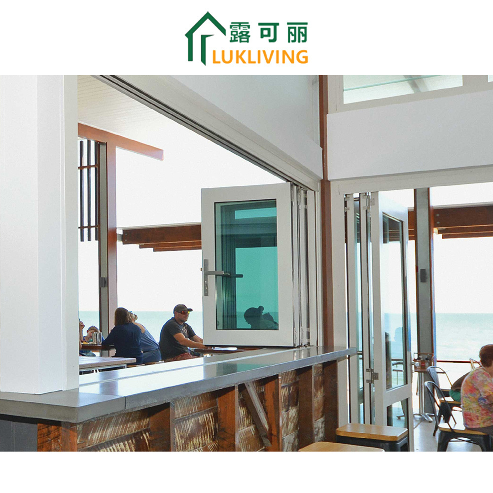 Minetal Horizontal Fold Up Windows Aluminium Frame Tempered Glass Sound Insulation Bifolding Windows For Balcony