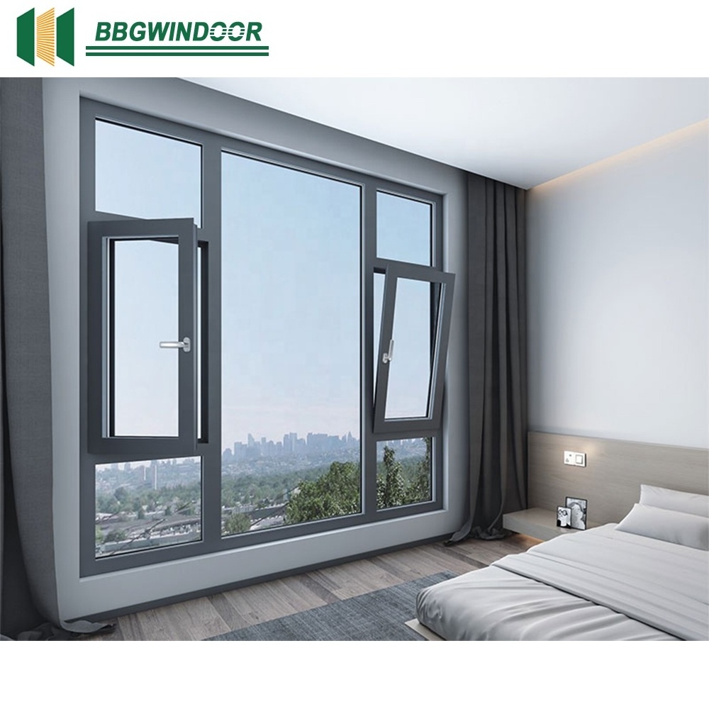 Lukliving NFRC certificate modern design thermal insulation aluminum casement energy efficient double swing casement window