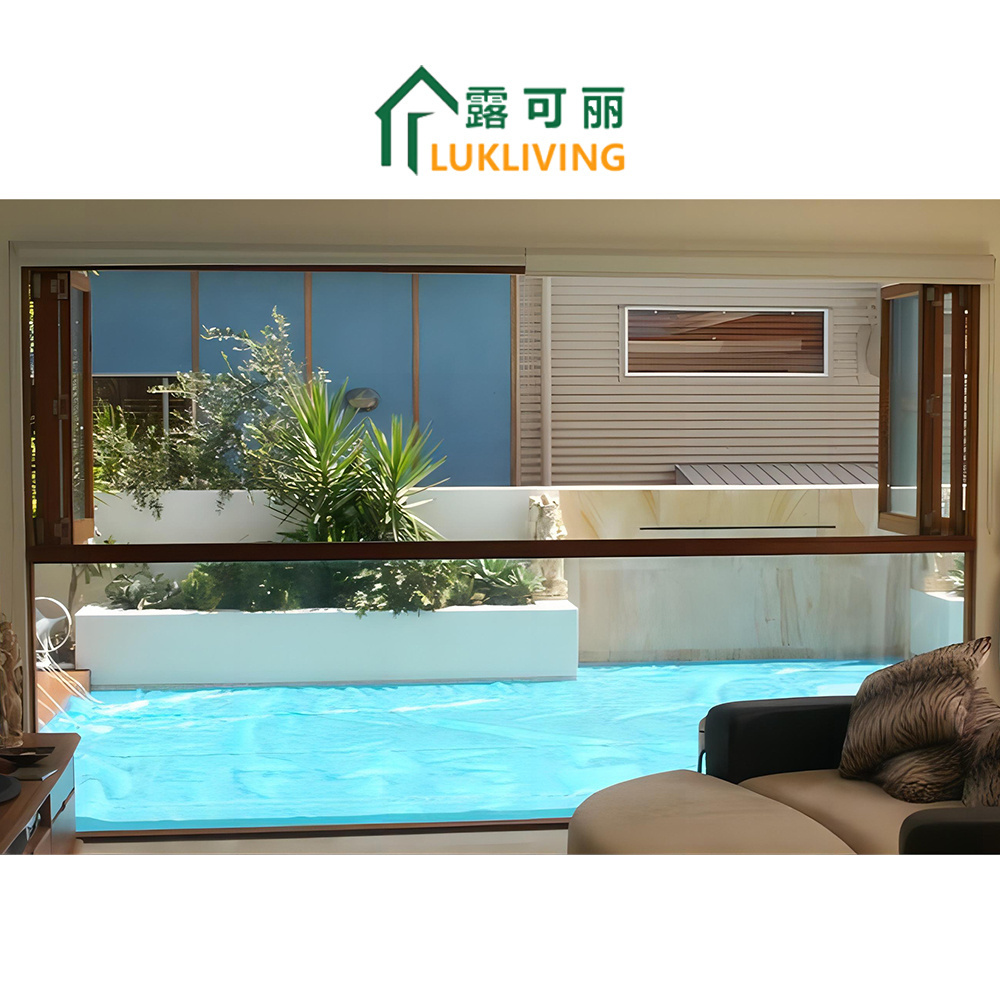 Minetal Horizontal Fold Up Windows Aluminium Frame Tempered Glass Sound Insulation Bifolding Windows For Balcony