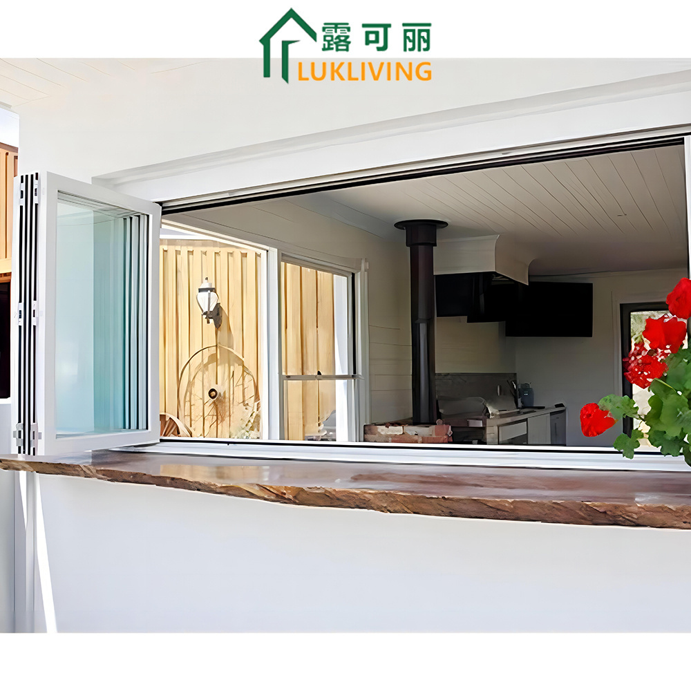 Minetal Horizontal Fold Up Windows Aluminium Frame Tempered Glass Sound Insulation Bifolding Windows For Balcony