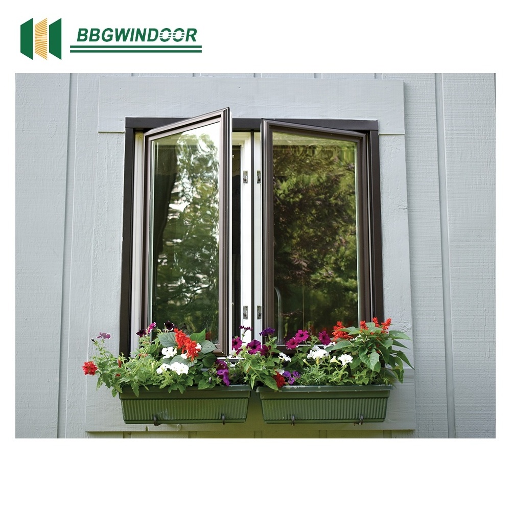 Lukliving NFRC certificate modern design thermal insulation aluminum casement energy efficient double swing casement window