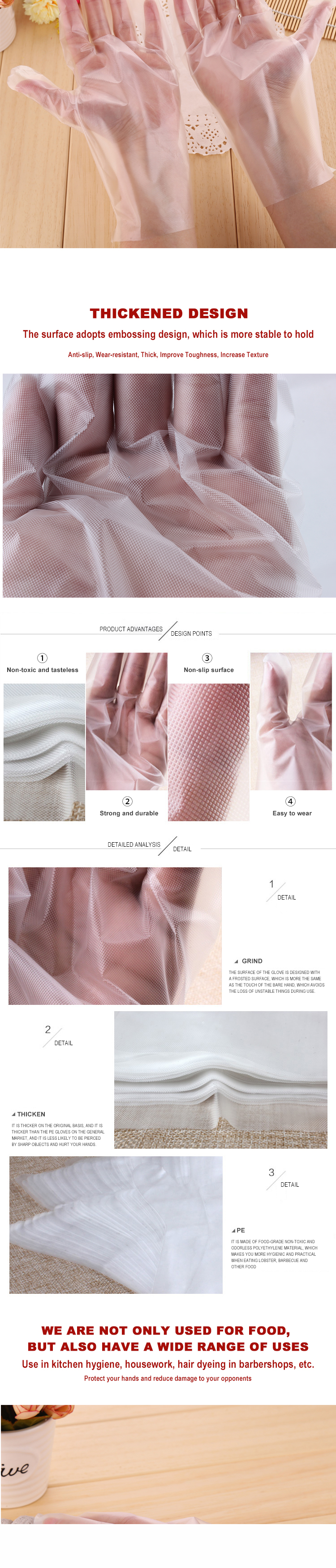 Disposable Plastic gloves Transparent TPE CPE Gloves for Food Grade Polyethylene