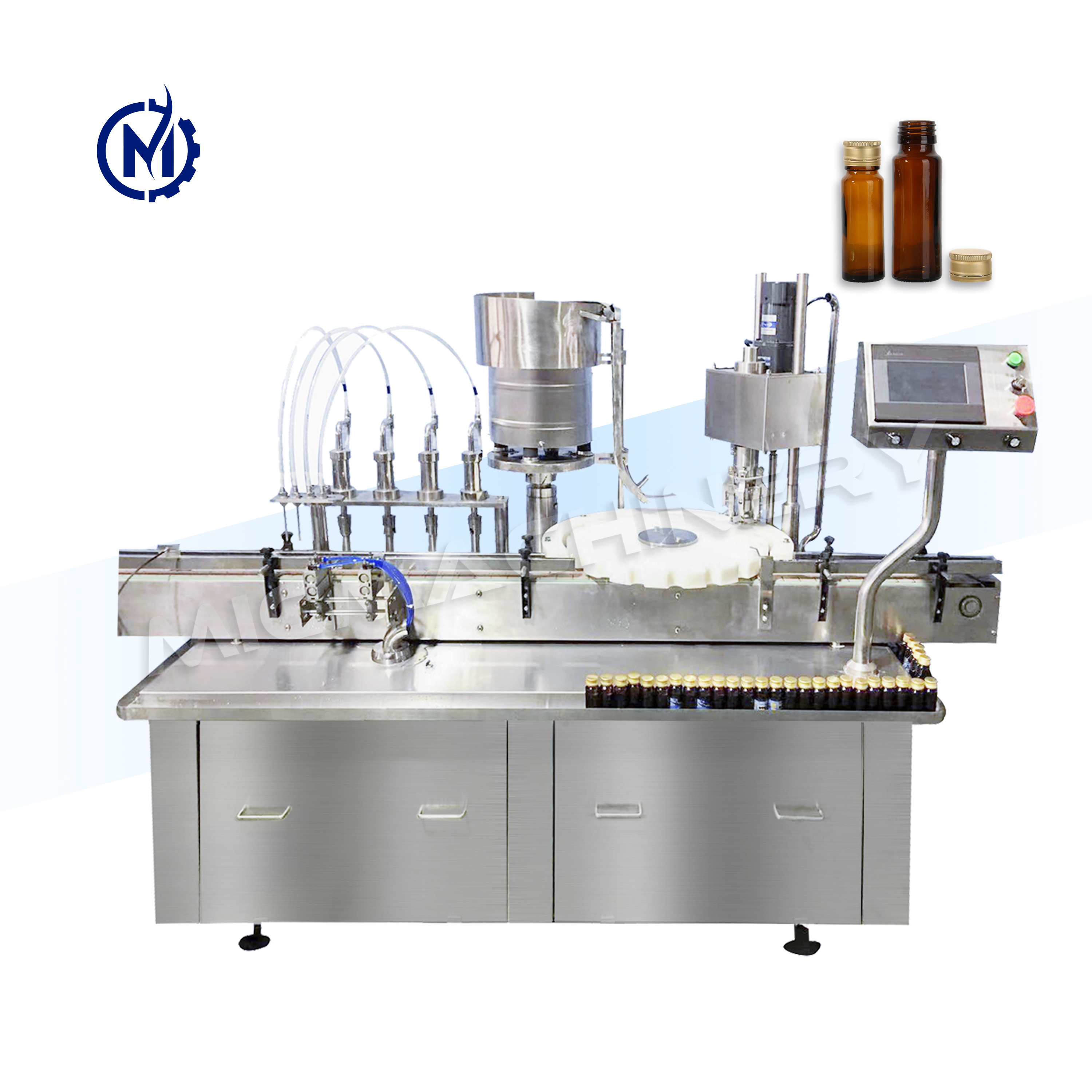 Automatic fill sealing production line industry bottle syrup oral liquid filling machine