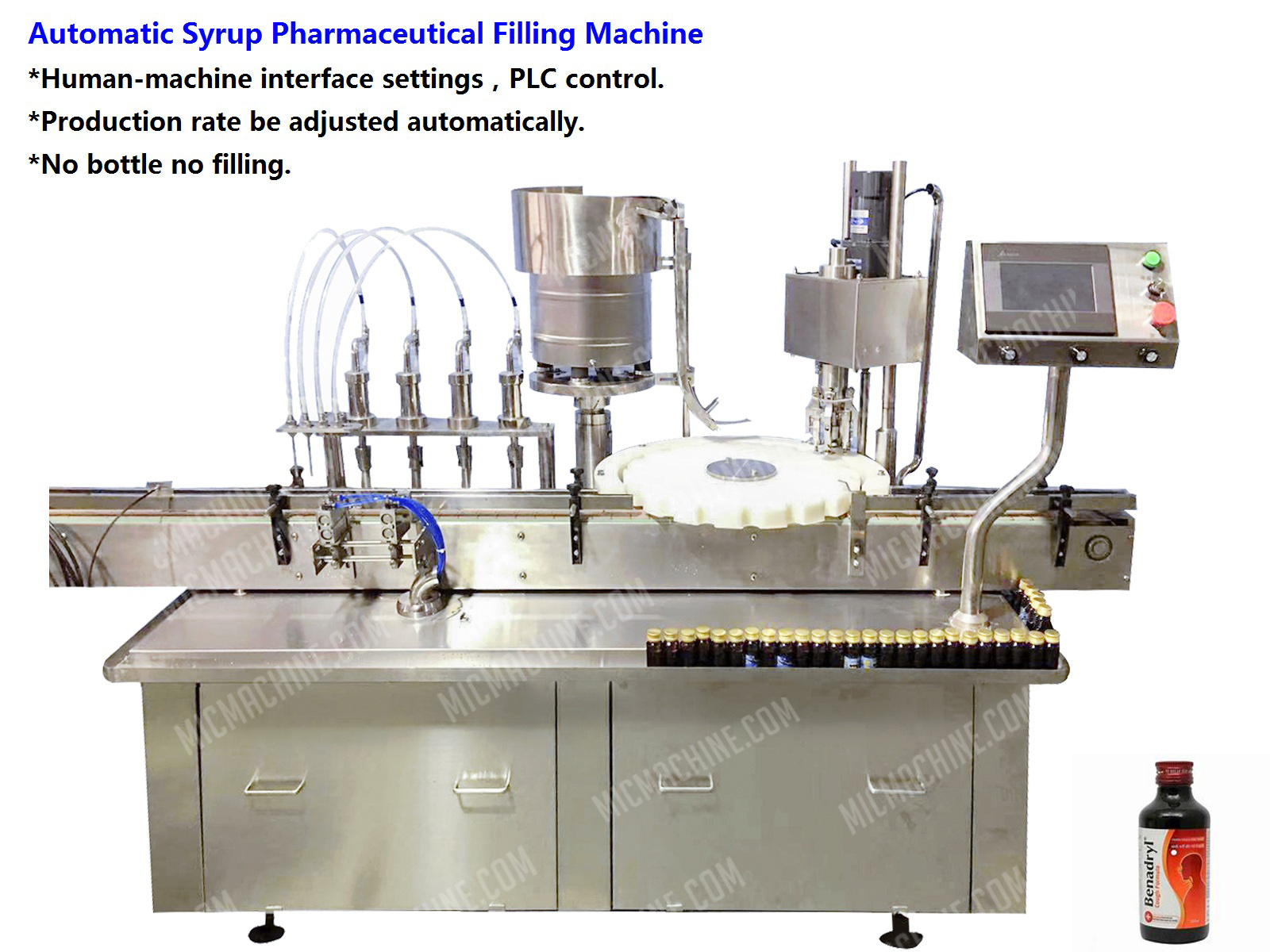 Automatic fill sealing production line industry bottle syrup oral liquid filling machine