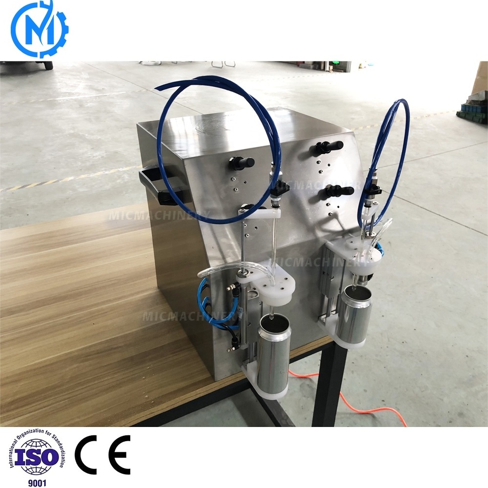 Semi-automatic auto filler water carbonated soda drinks juice aluminum can manual beer Can filling machine