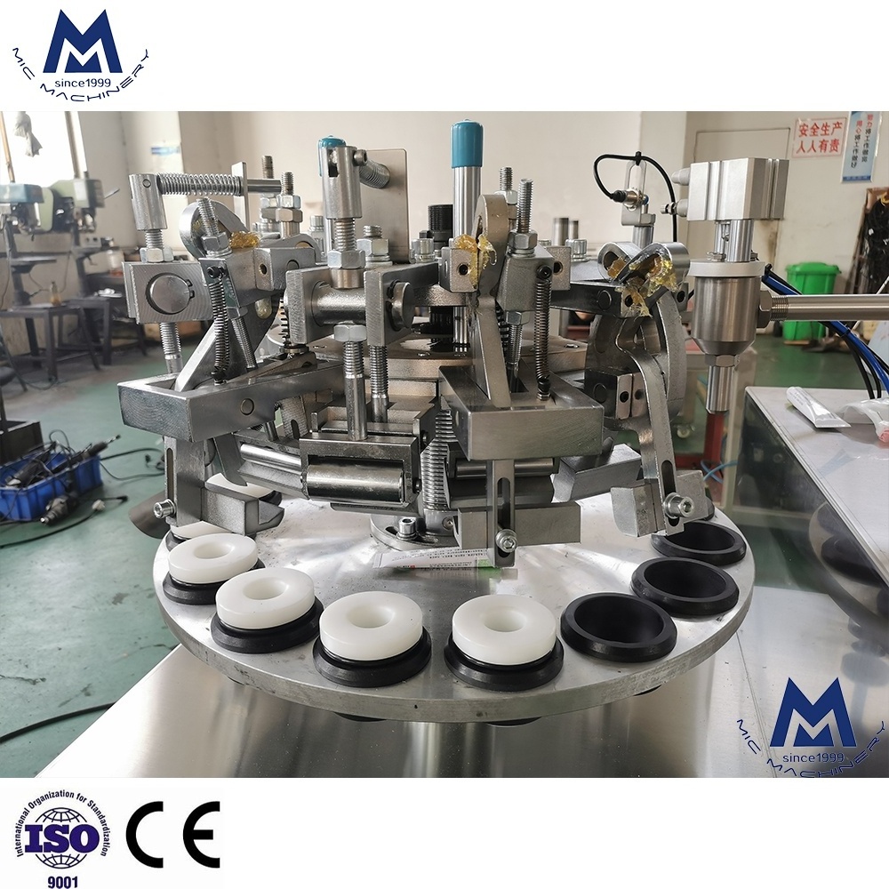 Semi automatic folding crimping sealing cosmetic cream 502 super glue aluminum tube filling machine