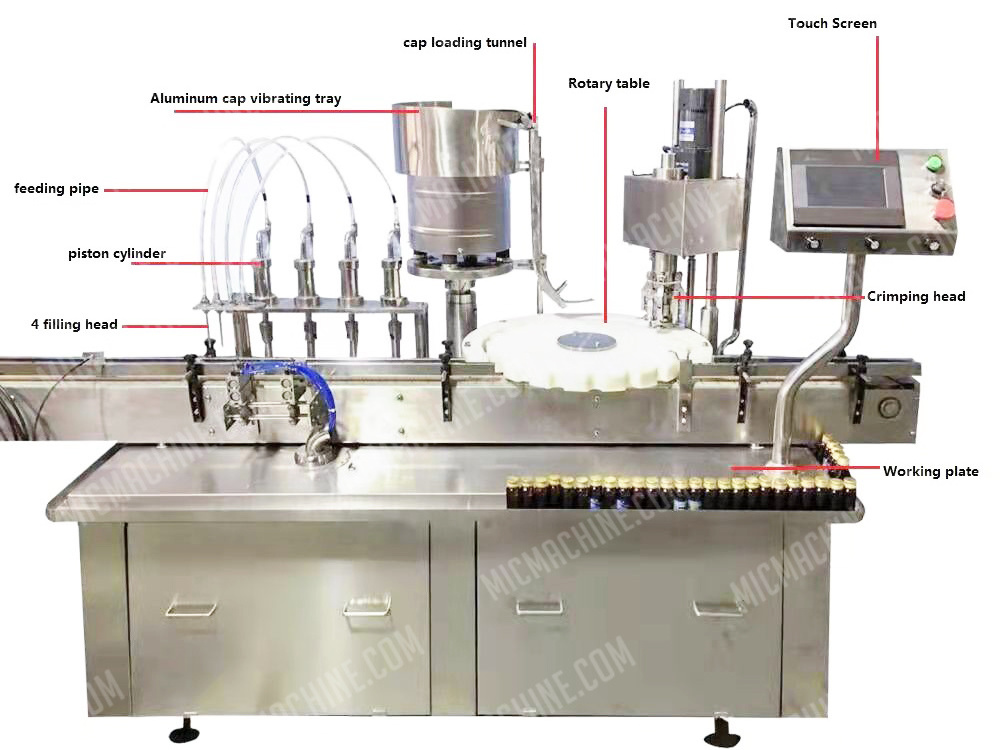 Automatic fill sealing production line industry bottle syrup oral liquid filling machine