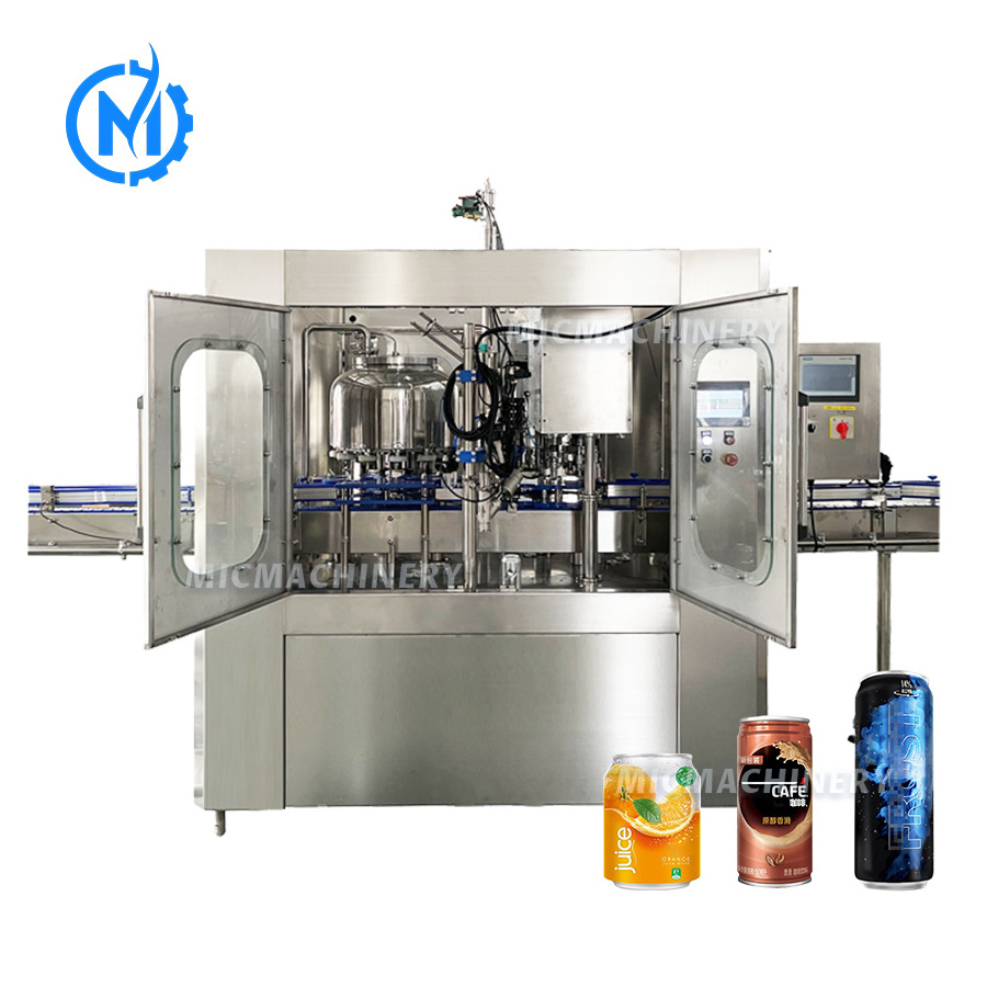 Automatic nitro can drink tea juice and sealing filler cold brew iced coffee canning filling machine