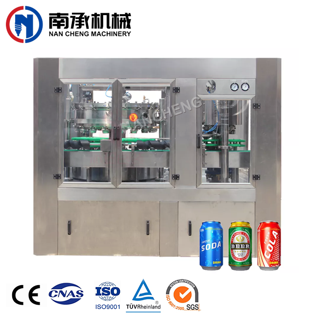 compact rotary automatic Energy drink beverage beer aluminium tin can making maker filling seaming and canning machine line