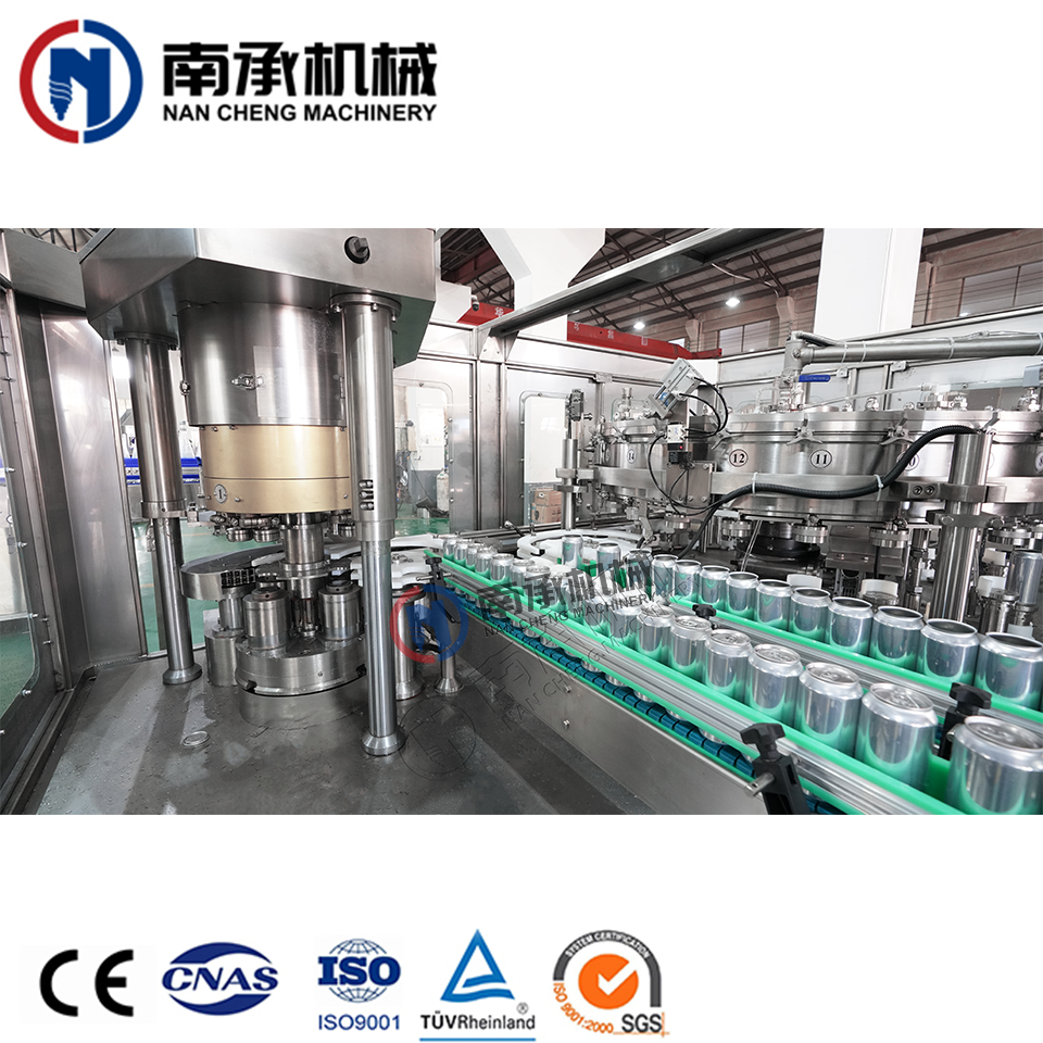 compact rotary automatic Energy drink beverage beer aluminium tin can making maker filling seaming and canning machine line