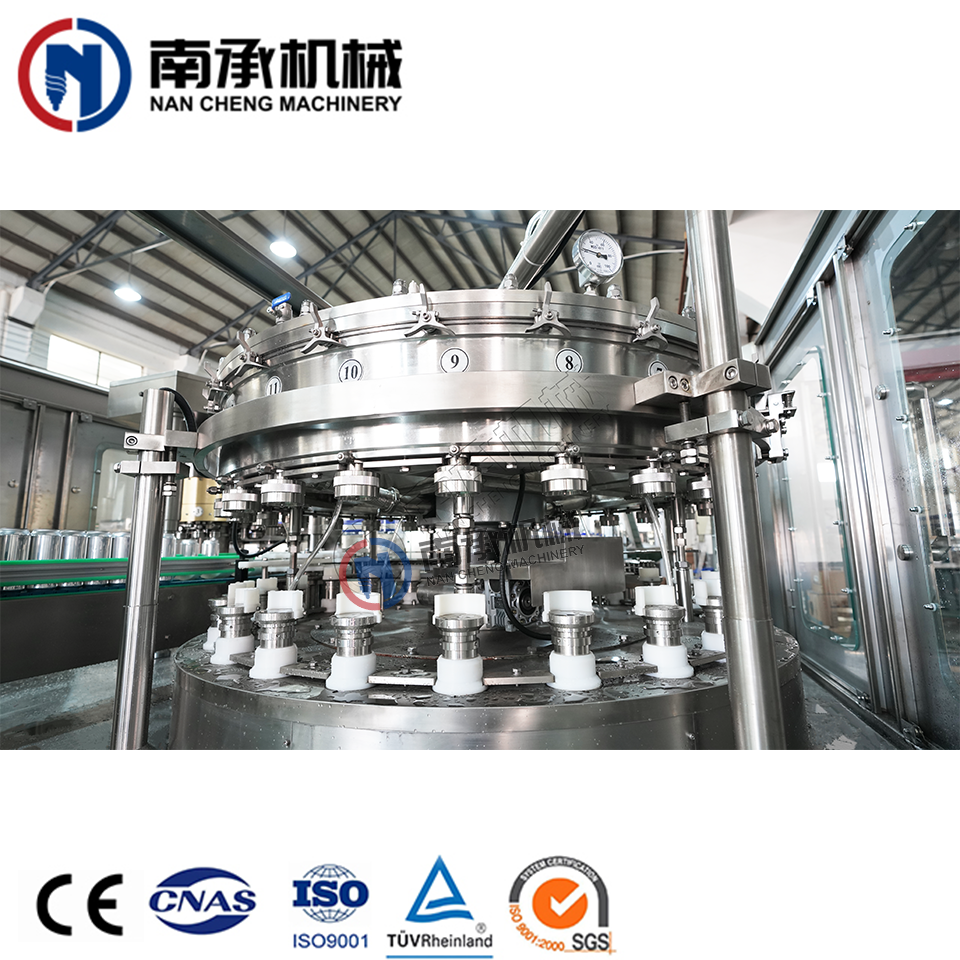 compact rotary automatic Energy drink beverage beer aluminium tin can making maker filling seaming and canning machine line