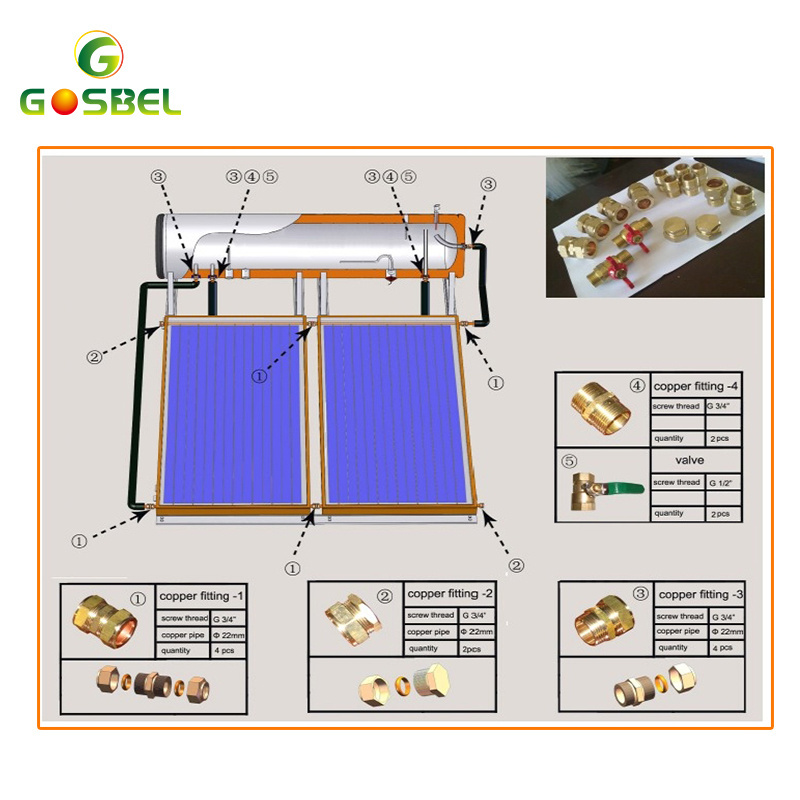 GOSBEL 300 liter flat panel  high pressure solar water heater flat plate solar water heater price