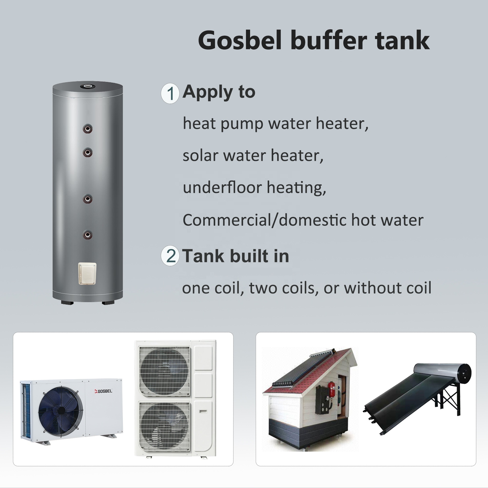 GOSBEL Good corrosion resistance inox water tank boiler water heater tank hot water tank electric heater