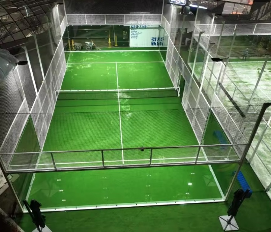 2024 New Design Panoramic Paddle Court with High Quality PU coated Artificial Grass for Padel Court commercial