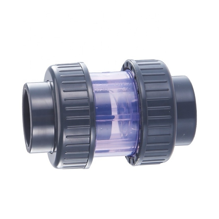 China PVC Check Valves 1/2inch to 8inch OEM Customized Support UPVC Transparent Double Union Check Valve