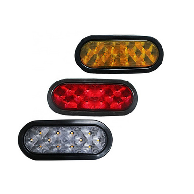 DOT SAE Approval UV PC Stop Turn Oval 6 inch 10-30 volt LED Tail Lights For Truck Trailer