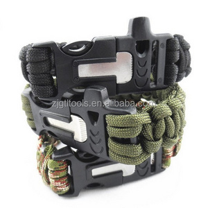 Outdoor Climbing Use Survival Bracelet Clasp With Compass , Survival Paracord Bracelet With Fire Starter Buckl