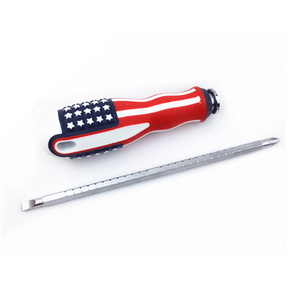 Retractable screwdriver, dual purpose,the American flag handle