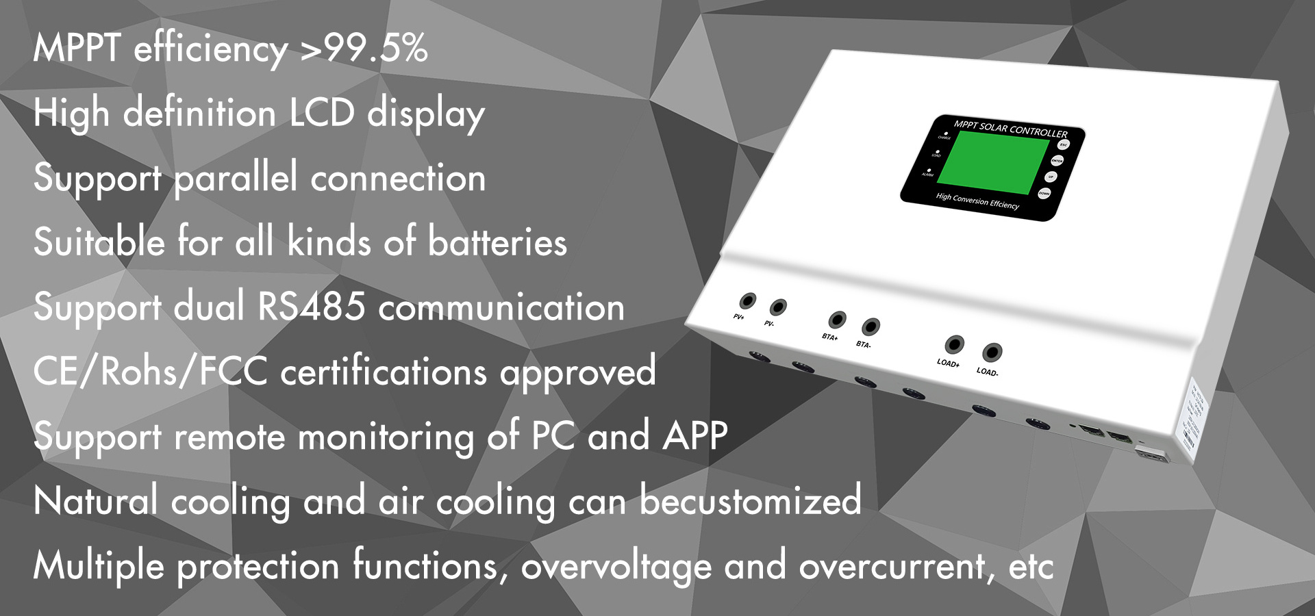 120AH MPPT Solar Charge Controller with 5V 2A USB Global Digital Outbound Service Platform