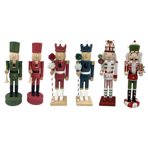 Custom Wholesale Christmas Decorations Wooden Candy Series Nutcracker King Soldier Set Of Three Desktop Decoration Nutcracker