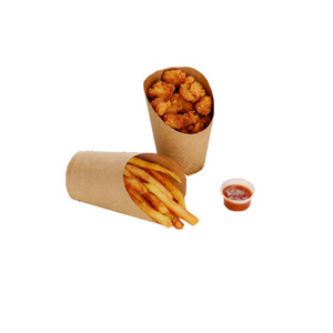 Customized disposable kraft paper French fries cup 14oz ice cream oblique eggs paper cup