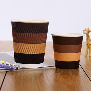 Disposable Raw Material Four Colors Corrugated Ripple Paper Take Away Cold Drink Coffee Cup