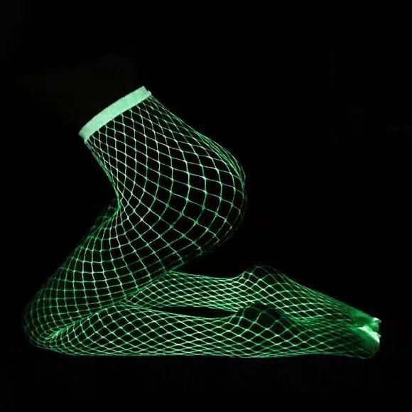 Glow-in-the-dark high quality cool glow reflective sexy pantyhose fishnet stockings hollow sexy bar flirtatious orgy tight