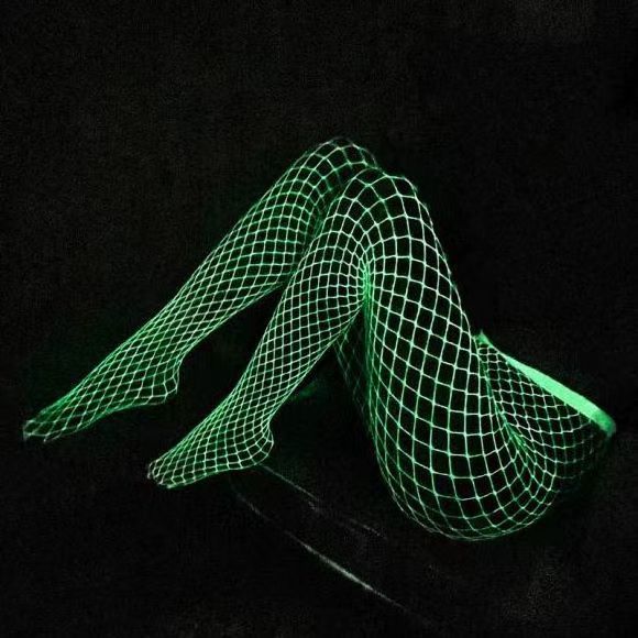 Glow-in-the-dark high quality cool glow reflective sexy pantyhose fishnet stockings hollow sexy bar flirtatious orgy tight