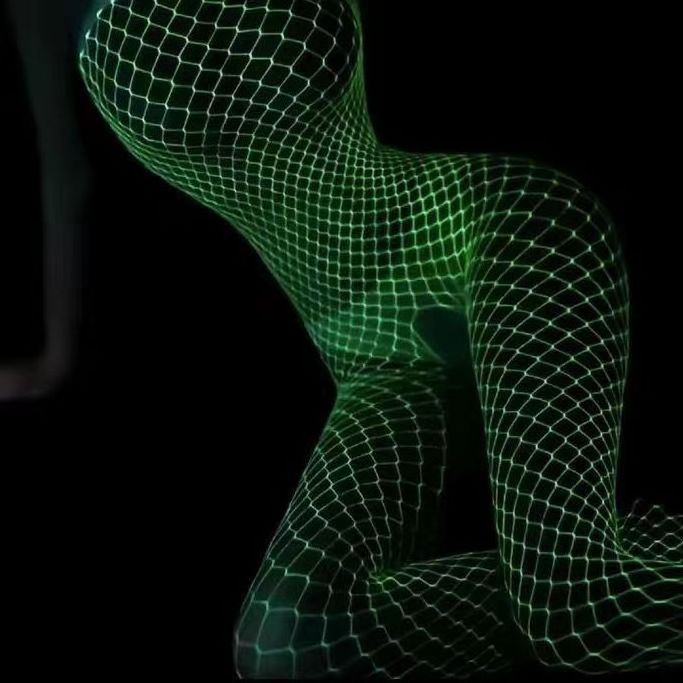 Glow-in-the-dark high quality cool glow reflective sexy pantyhose fishnet stockings hollow sexy bar flirtatious orgy tight