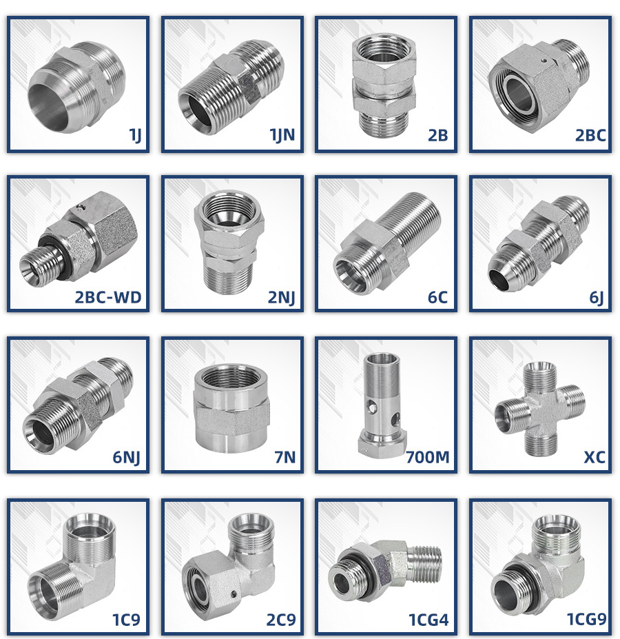 Factory Direct Male Hydraulic Hex Nipple Straight Fittings Flared Hydraulic Tube Fitting 1JN Hydraulic Adapter