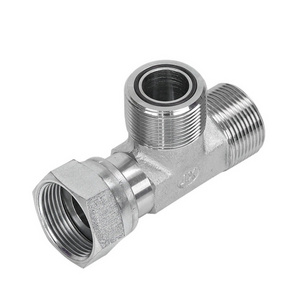 Factory Sale CF Seal-lok Swivel Tee Fittings Hydraulic Adapter 3 Ways Hydraulic Hose Swivel Tee Adapter