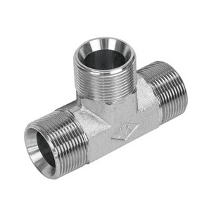 Compression Equal Tee Fitting Carbon Steel Nipple Pipe Fitting Hydraulic Equal Tee Adapter Joint Valve AB