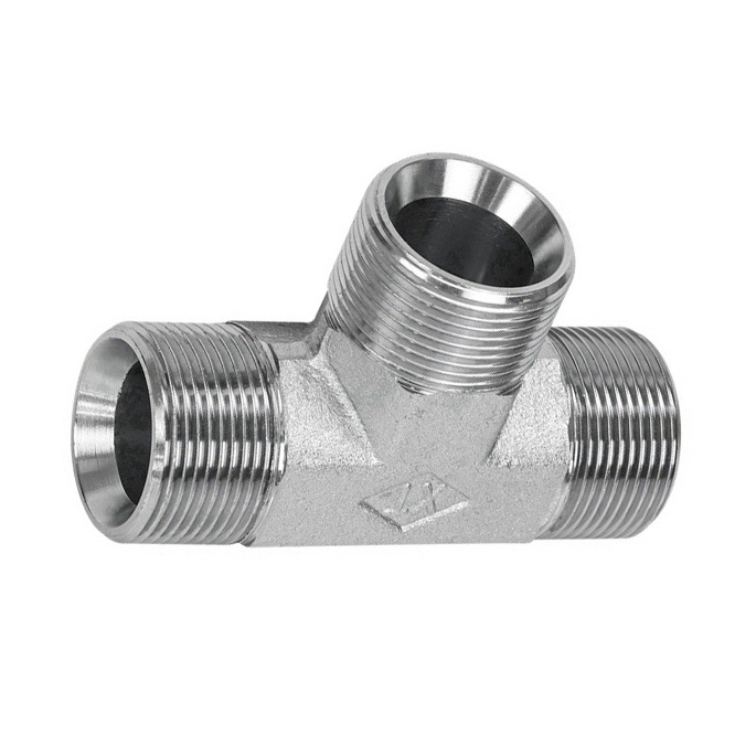 Compression Equal Tee Fitting Carbon Steel Nipple Pipe Fitting Hydraulic Equal Tee Adapter Joint Valve AB