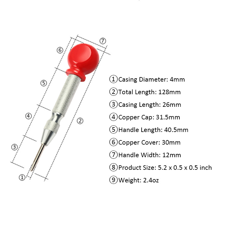 5 Inch Automatic Center Punches Adjustable Impact Hole Breaker Tool for Window Glass Wood Adjustable Impact Hole Breaker Tool wi