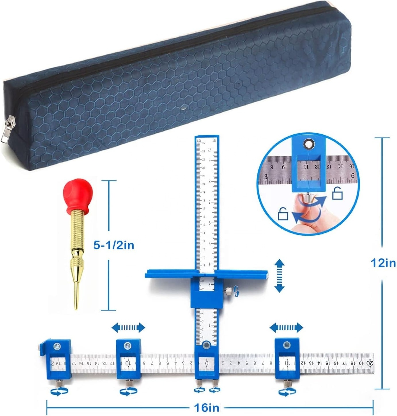 Cabinet Hardware Jig Cabinet Handle Jig with Automatic Center Punch Cabinet Jig for Handles and Pulls on Drawers