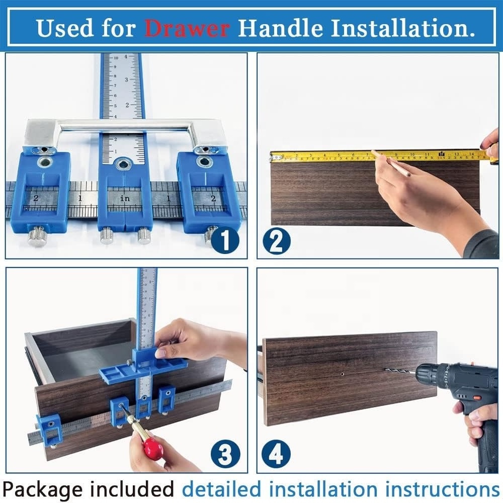 Cabinet Hardware Jig Cabinet Handle Jig with Automatic Center Punch Cabinet Jig for Handles and Pulls on Drawers