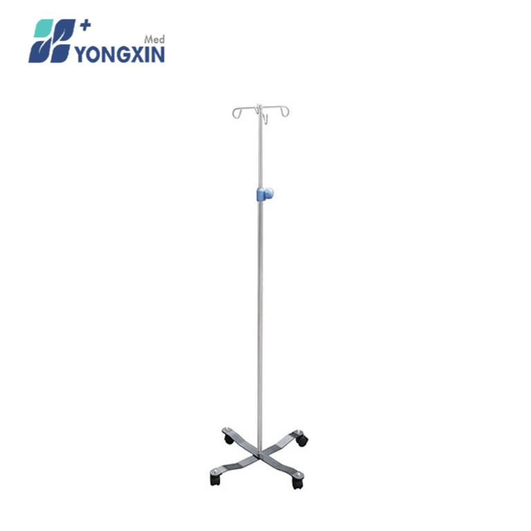 SY-2 Hospital adjusted height medical 2 hooks iv pole infusion drip stand