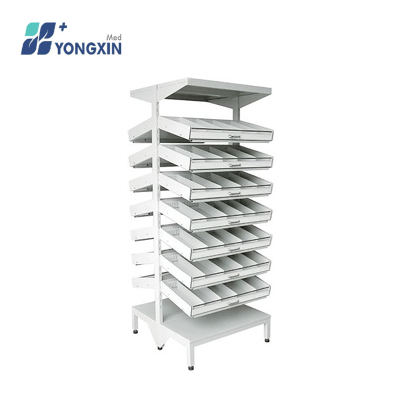 LS008 Hot Selling Steel instrument Pharmacy Furniture Rotary medicine shelf hospital storage cabinet