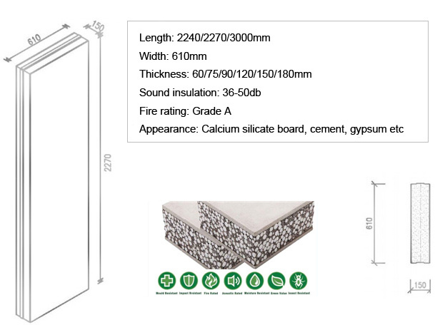 ZJGLEADER lightweight precast concrete wall panels eps cement sandwich panel cold room panels for sale