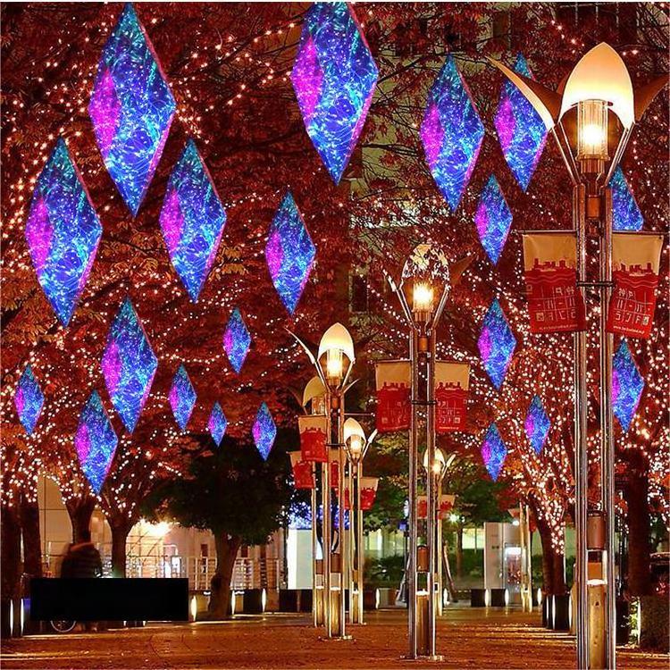 LED Illusionary Ice Cone Diamond PVC Christmas Decorations Outdoor Shopping Mall Lawn Holiday Ornament for  Season Decorations