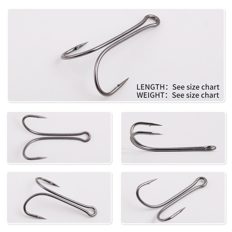 Wholesale fishing hooks 50/bag high carbon steel chicken claw hooks Frog double hook Barbed