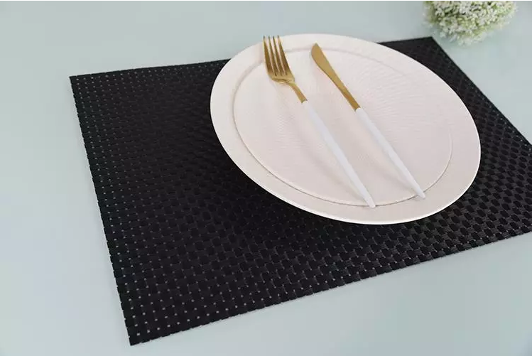 Pvc coated polyester mesh fabric High quality pvc table mats 30cm*45cm restaurant plastic woven mesh placemat