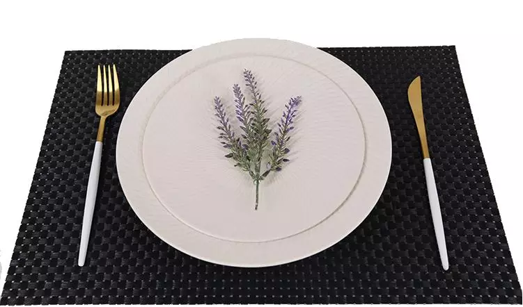 Pvc coated polyester mesh fabric High quality pvc table mats 30cm*45cm restaurant plastic woven mesh placemat